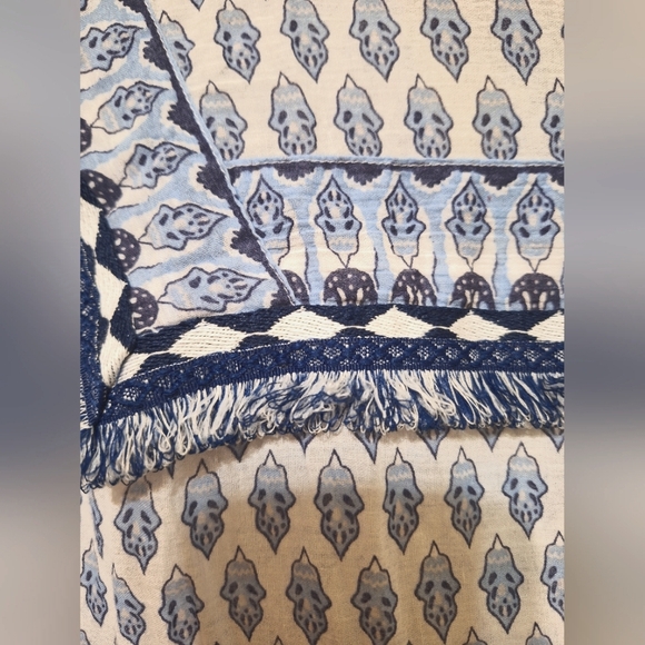 PAPAYA Women's Cotton western fringe sheer embroidered long-sleeved shirt blue - Picture 4 of 9